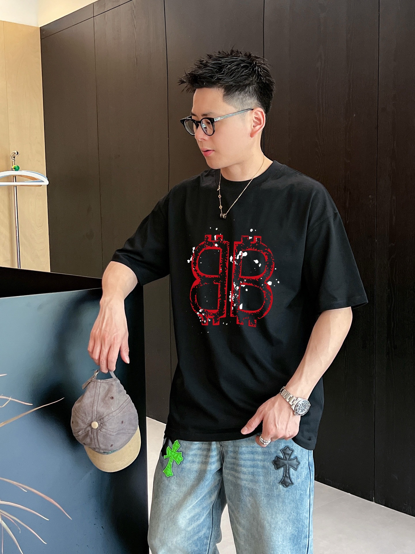 人気流行品 バレンシアガ t シャツ アウトレット偽物 ゆったり トップス 短袖 100％綿 ブラック_2