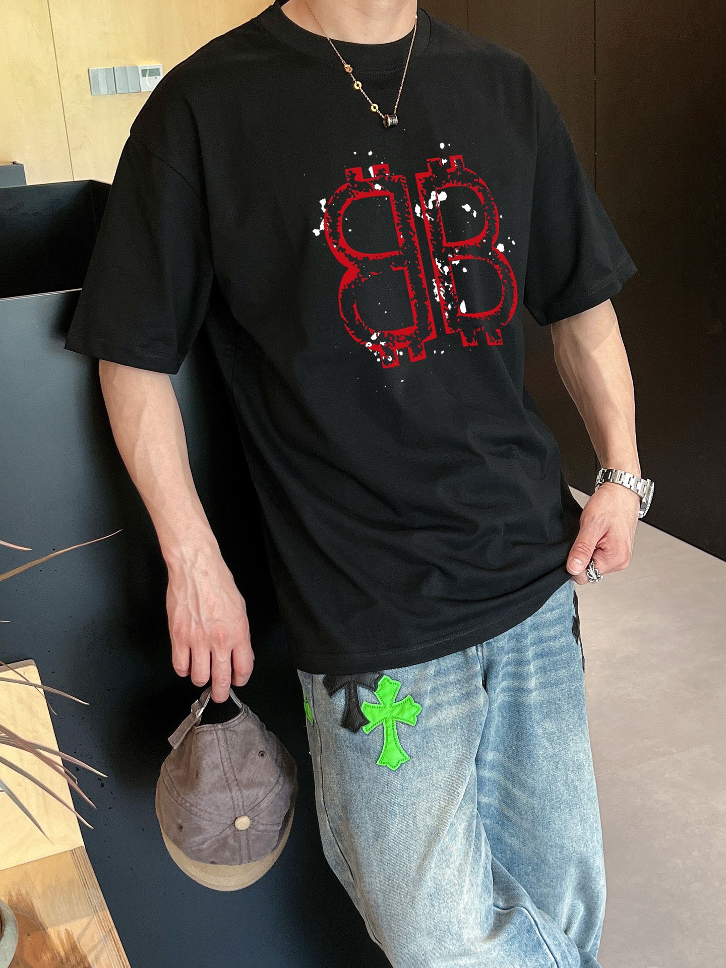 人気流行品 バレンシアガ t シャツ アウトレット偽物 ゆったり トップス 短袖 100％綿 ブラック_4