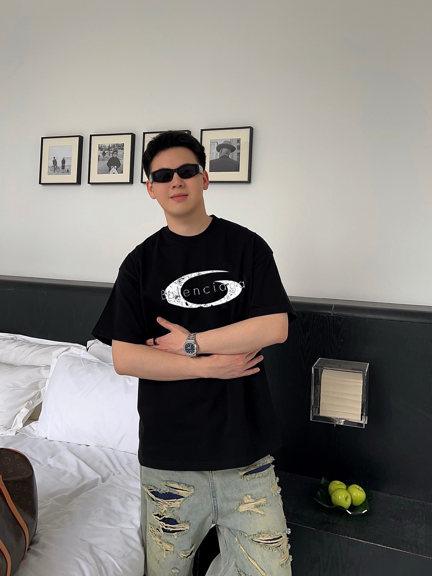 バレンシアガ tシャツ wearＮ級品 ゆったり 上質商品 トップス 100％綿 ブラック_1