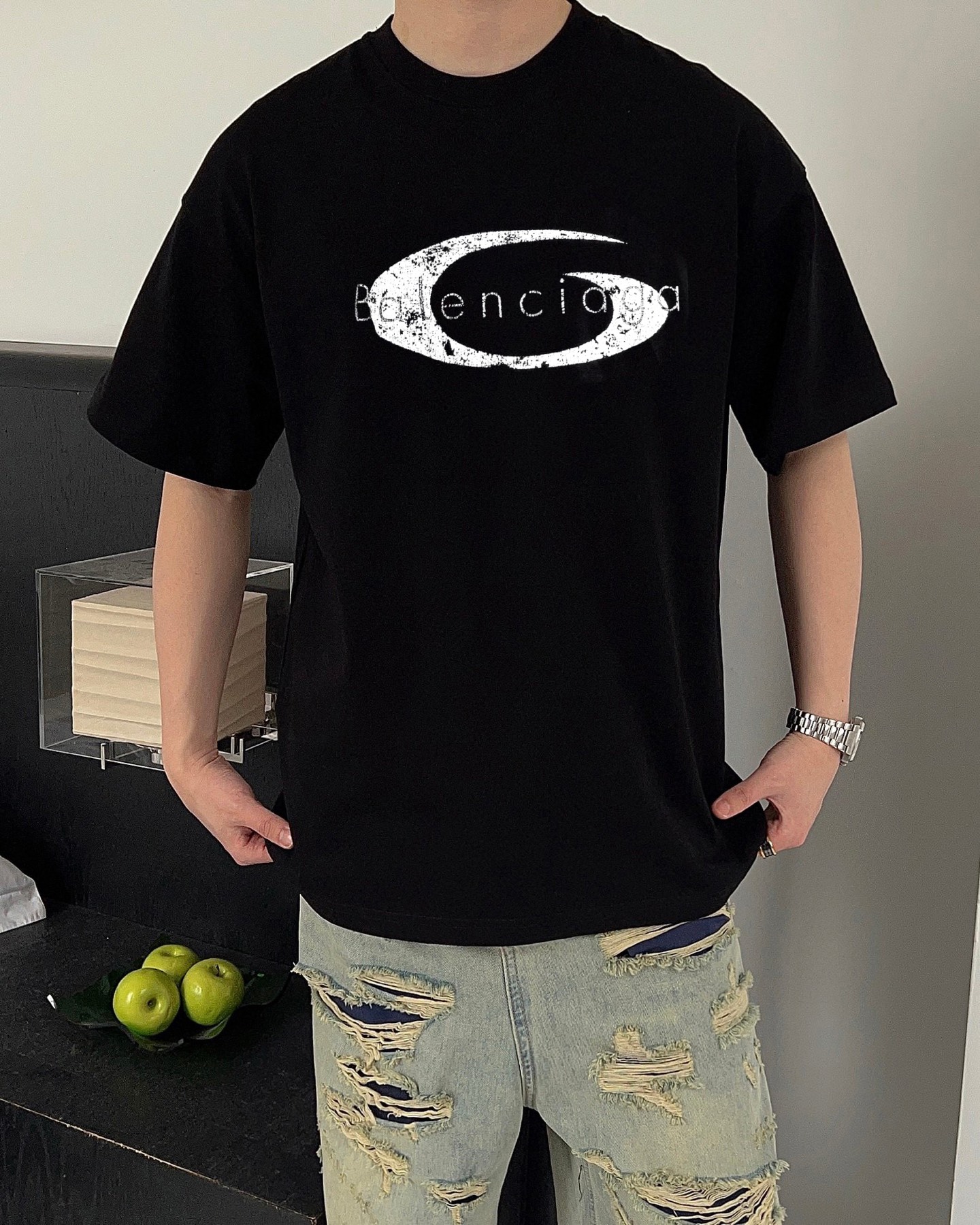 バレンシアガ tシャツ wearＮ級品 ゆったり 上質商品 トップス 100％綿 ブラック_6