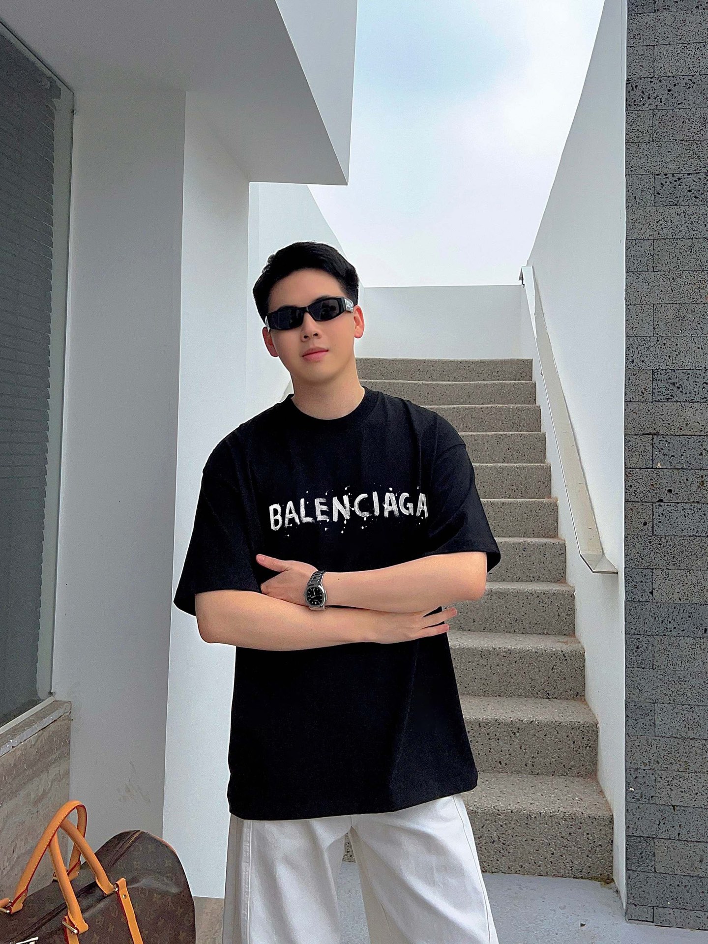 バレンシアガ tシャツ バンドＮ級品 ゆったり 高品質 トップス 100％綿 ブラック_3