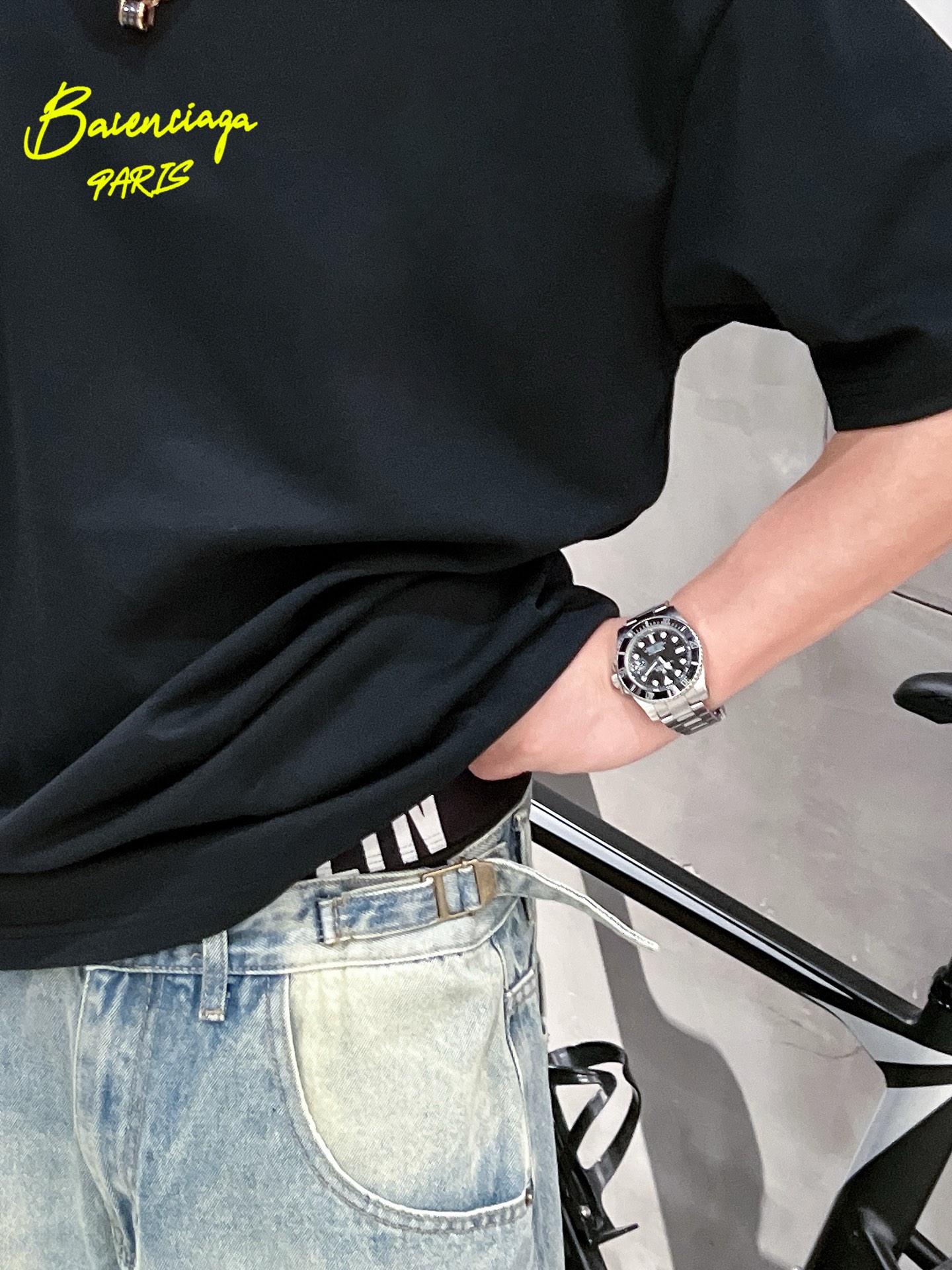 大人気でお買い得なバレンシアガ tシャツ 生地偽物 ゆったり 無地 トップス 全綿 ブラック_2