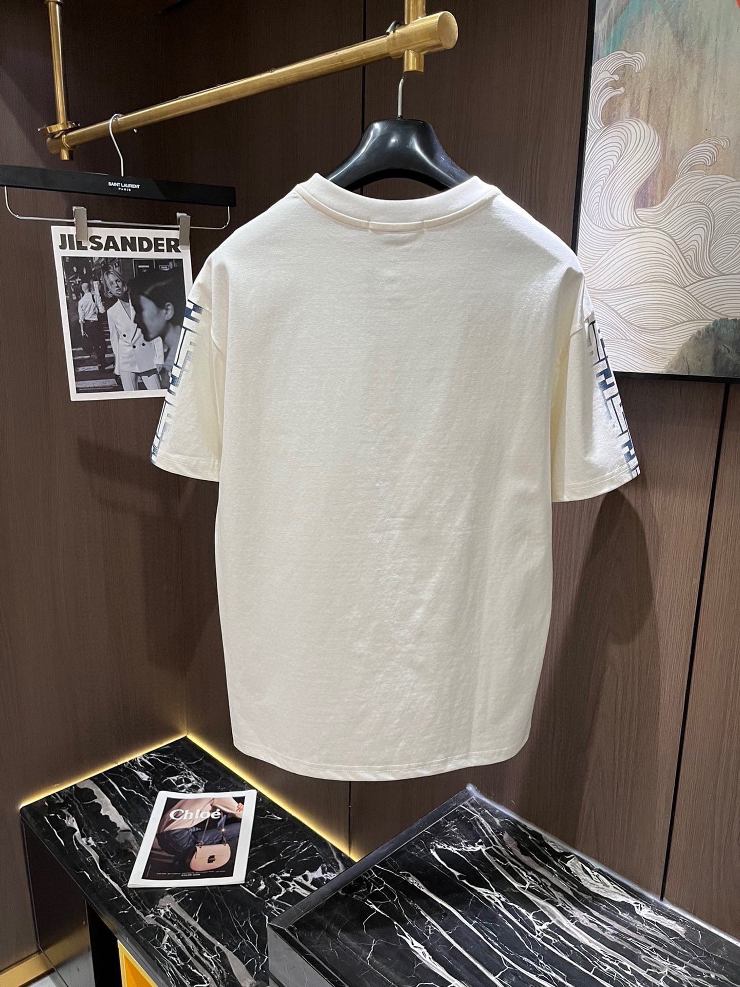 fendi シャツ メンズ偽物 純綿セット トップス プリント 短袖Ｔシャツ ゆったり 上質 ホワイト_3