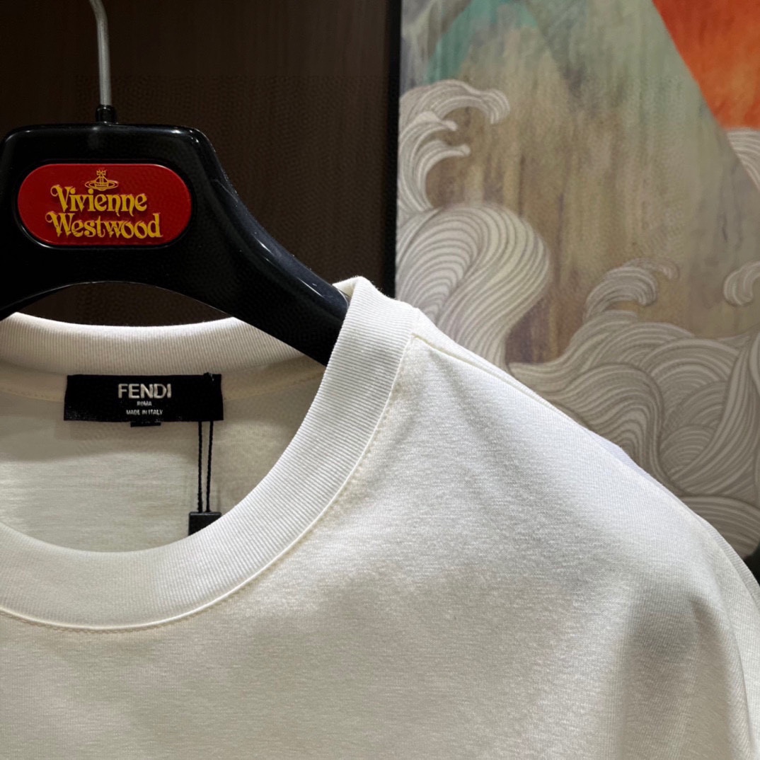 fendi シャツ メンズ偽物 純綿セット トップス プリント 短袖Ｔシャツ ゆったり 上質 ホワイト_5