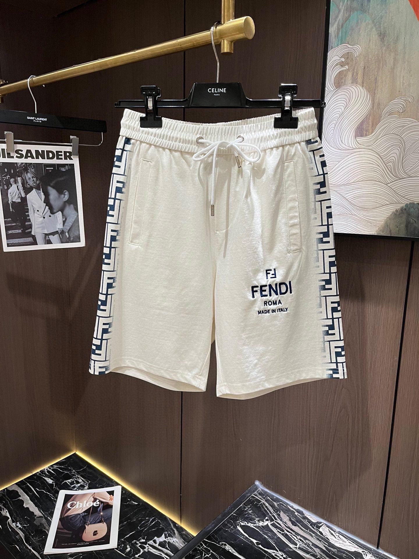 fendi シャツ メンズ偽物 純綿セット トップス プリント 短袖Ｔシャツ ゆったり 上質 ホワイト_6