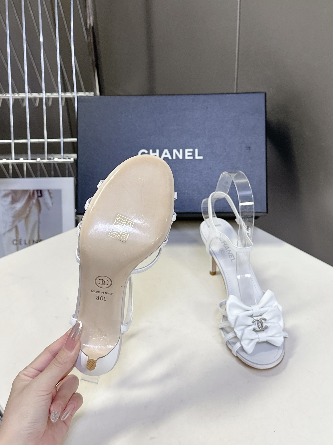 セール開催中 シャネルサンダル 厚底スーパーコピー 優雅レディ 7.5cmヒール レザー ホワイト_9