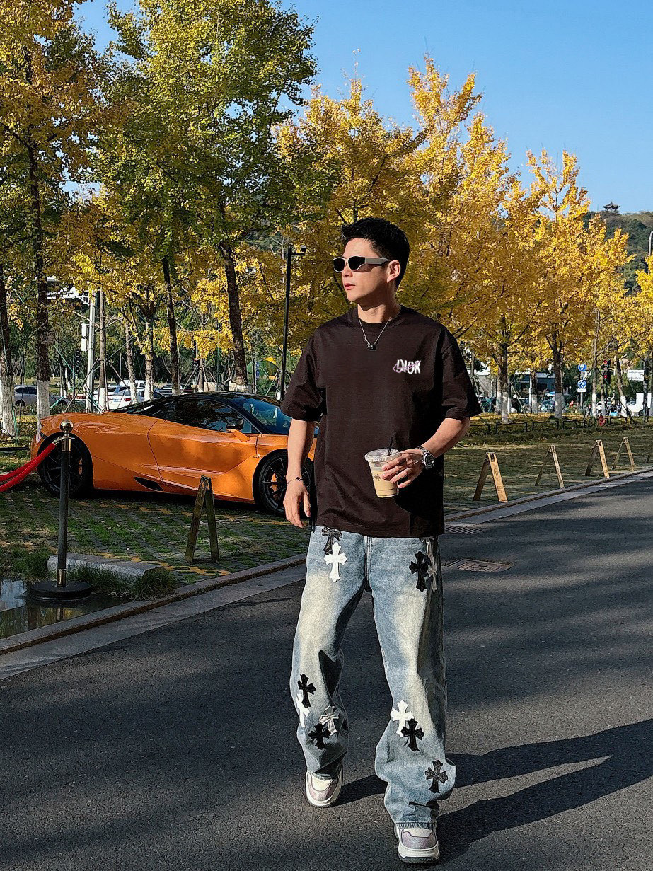 ディオールtシャツコーデコピー 通気性いい トップス 短袖 100％綿 ブラック_6