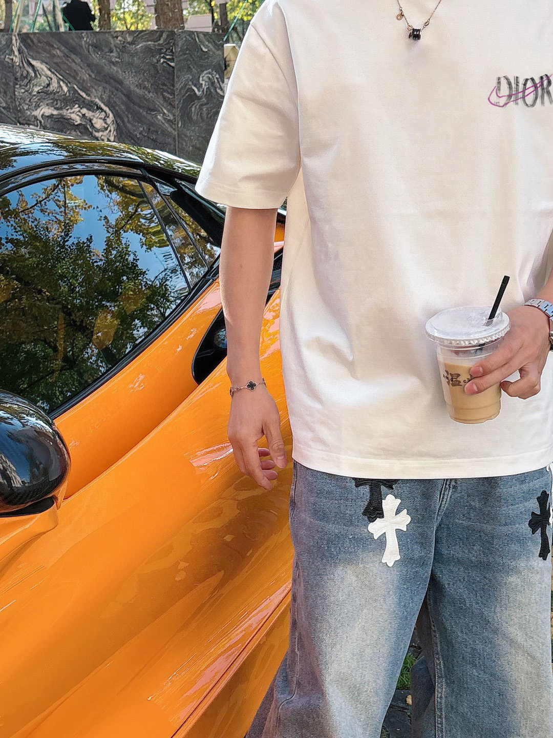 ディオールtスーパーコピー ゆったり 通気性いい トップス 短袖 100％綿 ホワイト_5