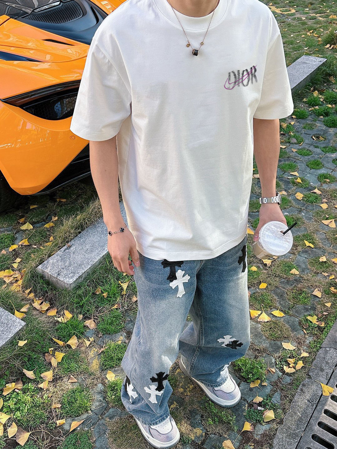 ディオールtスーパーコピー ゆったり 通気性いい トップス 短袖 100％綿 ホワイト_6