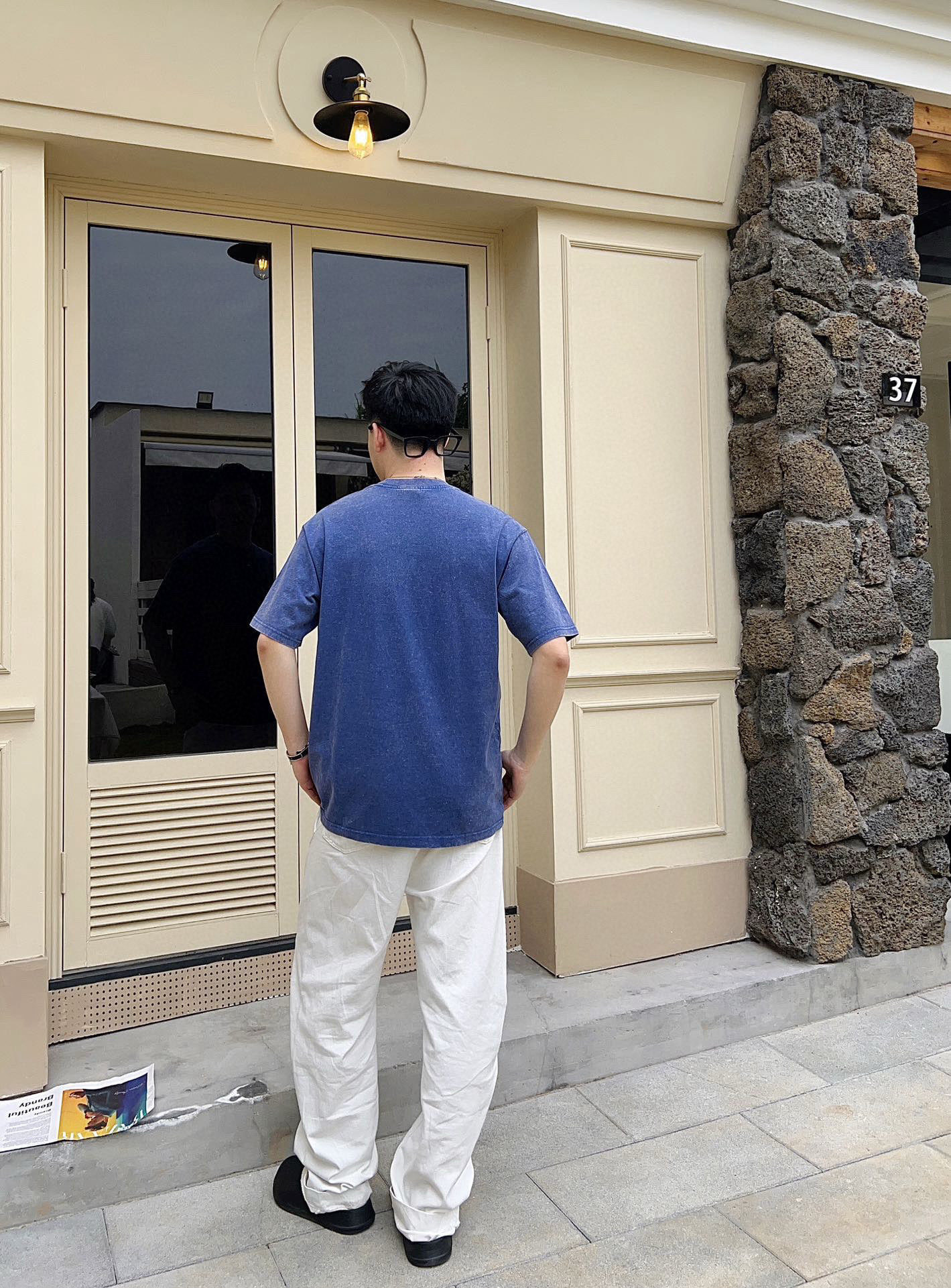 tシャツ ディオール偽物 柔軟 ゆったり 通気性いい トップス 短袖Ｔシャツ 100％綿 ブルー_5