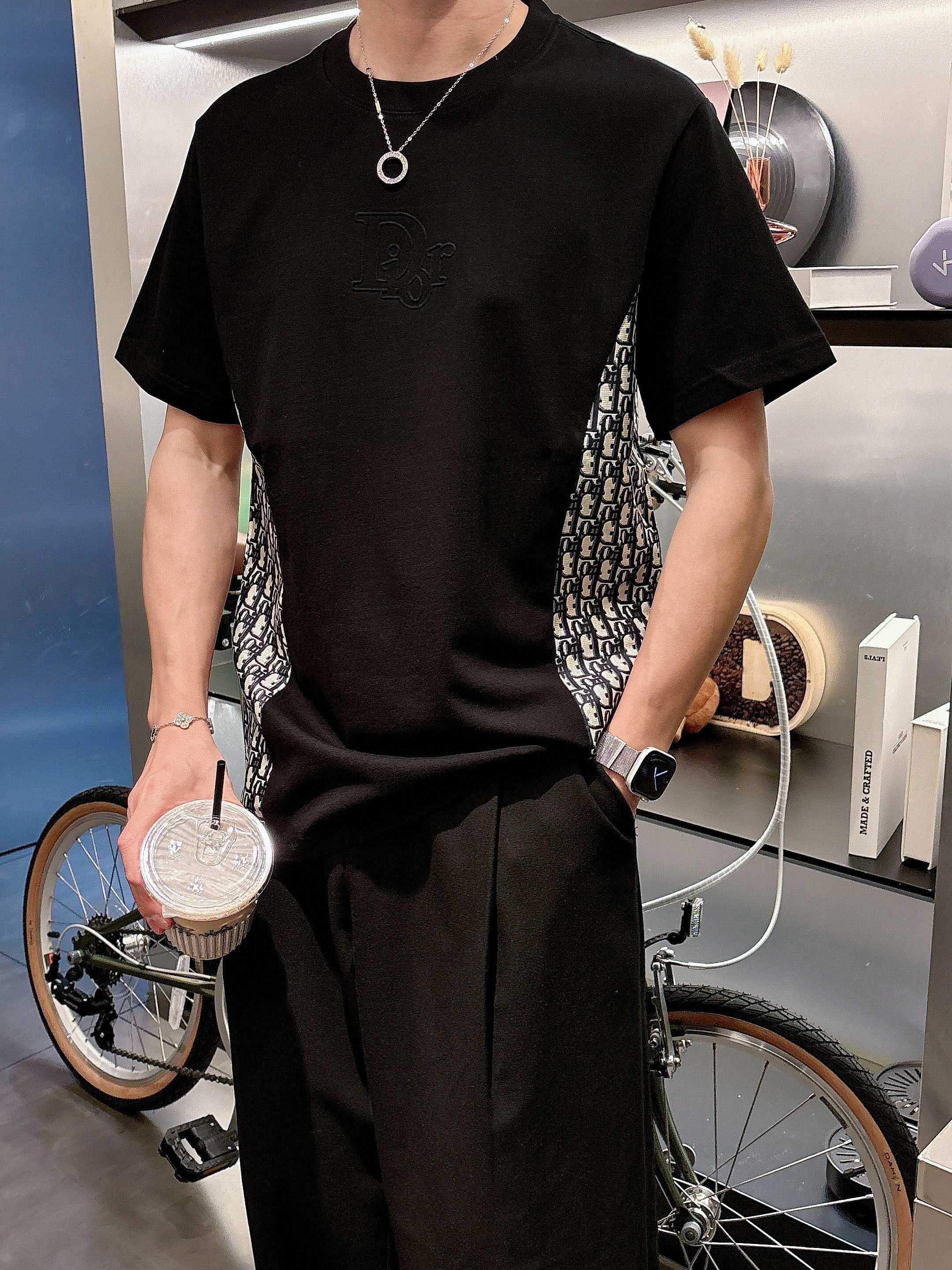 ディオールオム tシャツ激安通販 柔軟 ゆったり ハンサムメンズ トップス 短袖Ｔシャツ 100％綿 ブラック_4