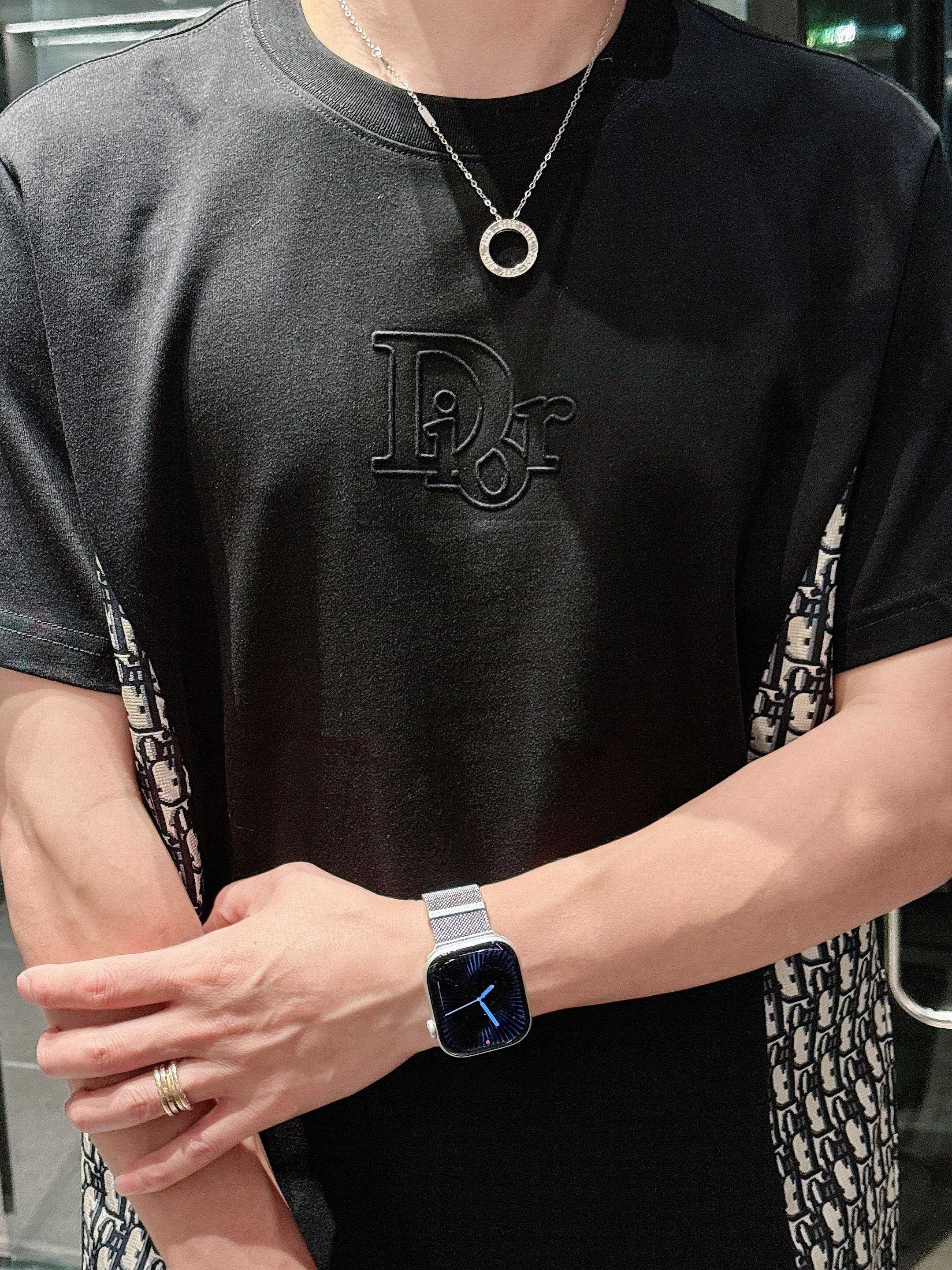ディオールオム tシャツ激安通販 柔軟 ゆったり ハンサムメンズ トップス 短袖Ｔシャツ 100％綿 ブラック_5