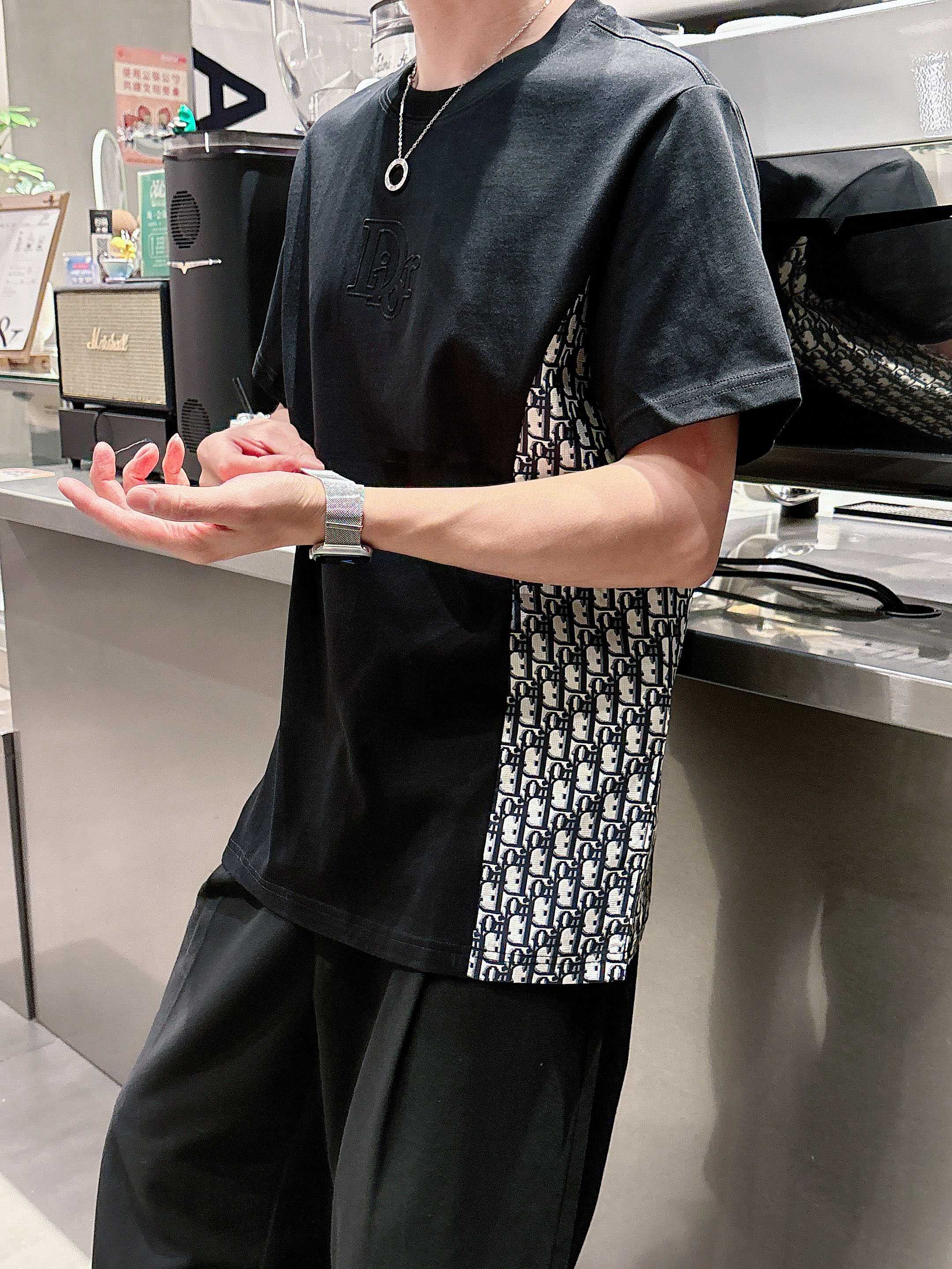 ディオールオム tシャツ激安通販 柔軟 ゆったり ハンサムメンズ トップス 短袖Ｔシャツ 100％綿 ブラック_6