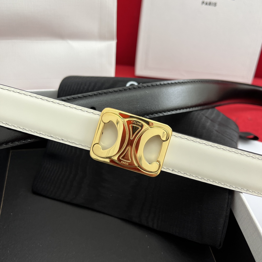 最新販売 セリーヌのベルト偽物 幅2.5cm 男女兼用 レザー ビジネス 両面兼用 ブラック_6