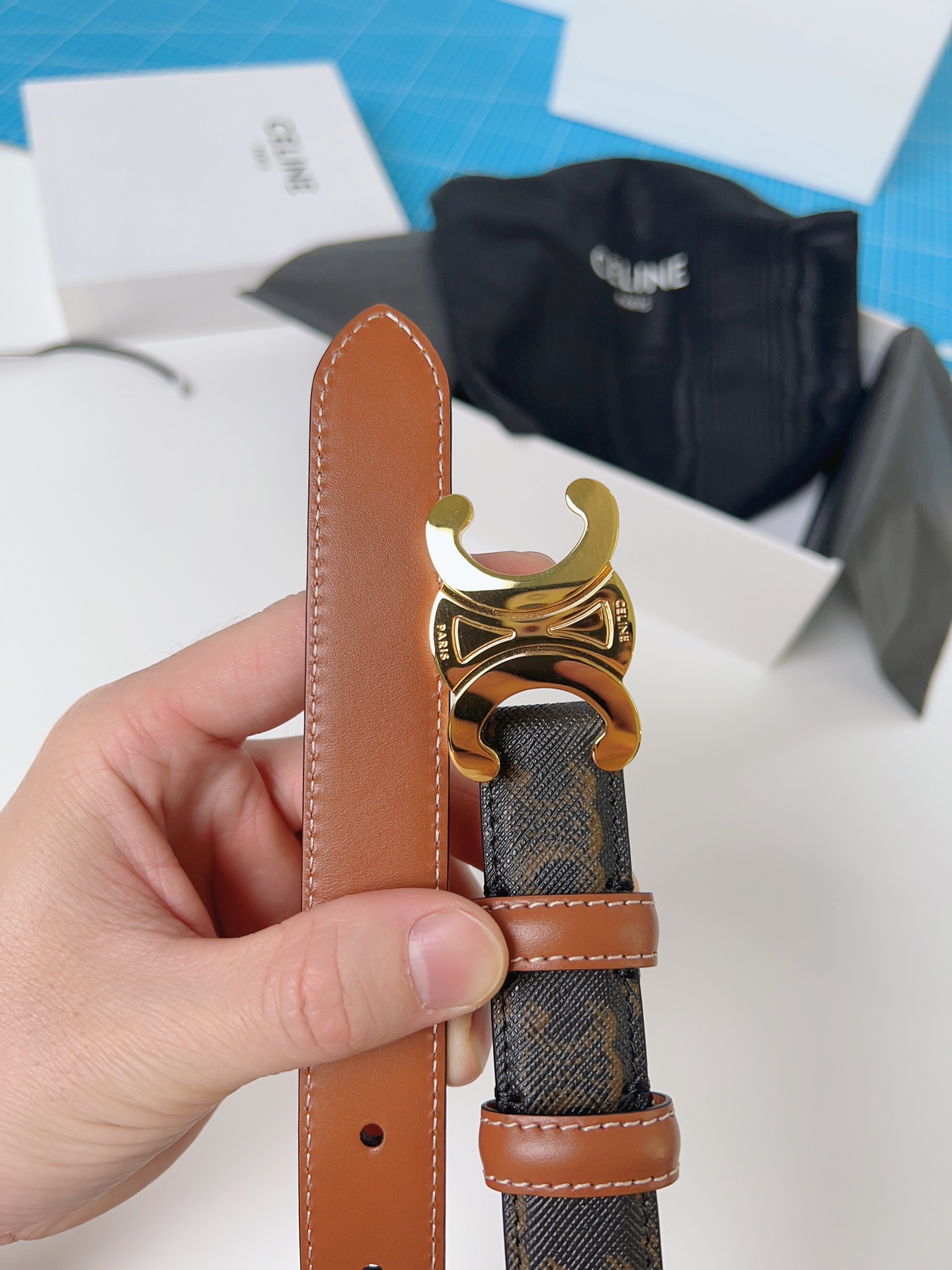 人気 セリーヌベルト 大きさＮ級品 幅2.5cm 優雅レディ 牛革 レザー ビジネス ブラウン_3