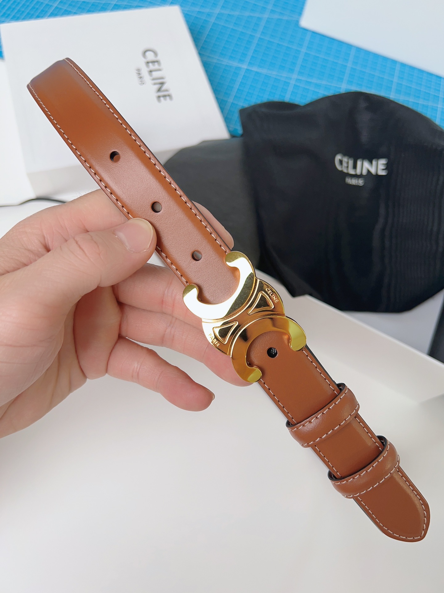 人気 セリーヌベルト 大きさＮ級品 幅2.5cm 優雅レディ 牛革 レザー ビジネス ブラウン_4