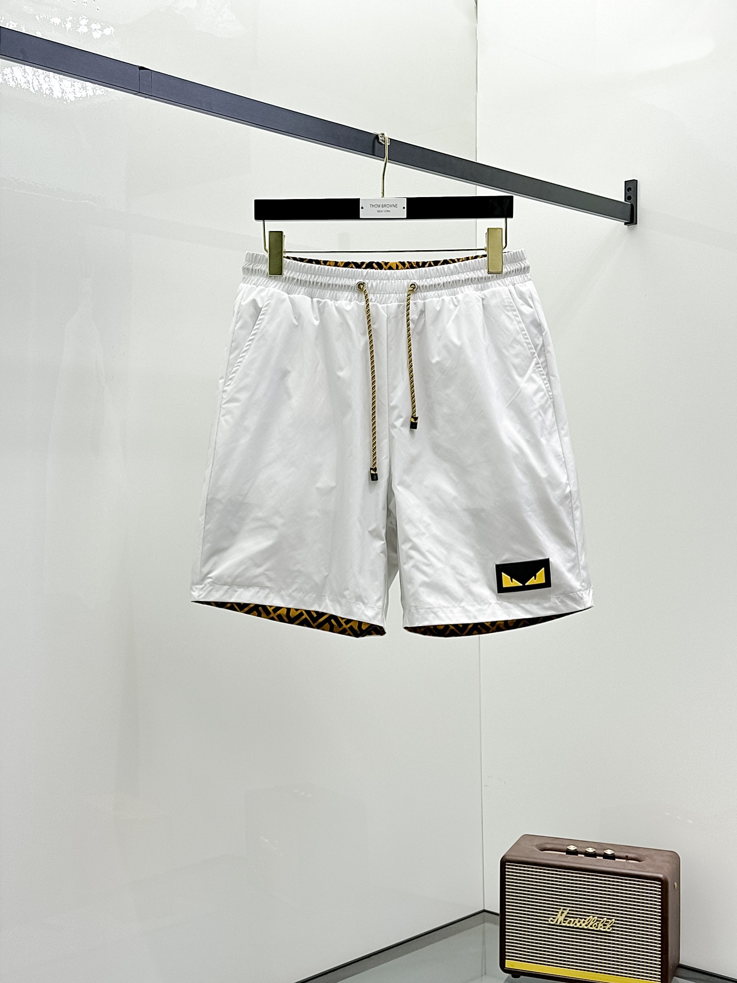 両面兼用 フェンディ パンツ ピンクＮ級品 上質 ショットズボン 100％綿 花柄 ホワイト_1