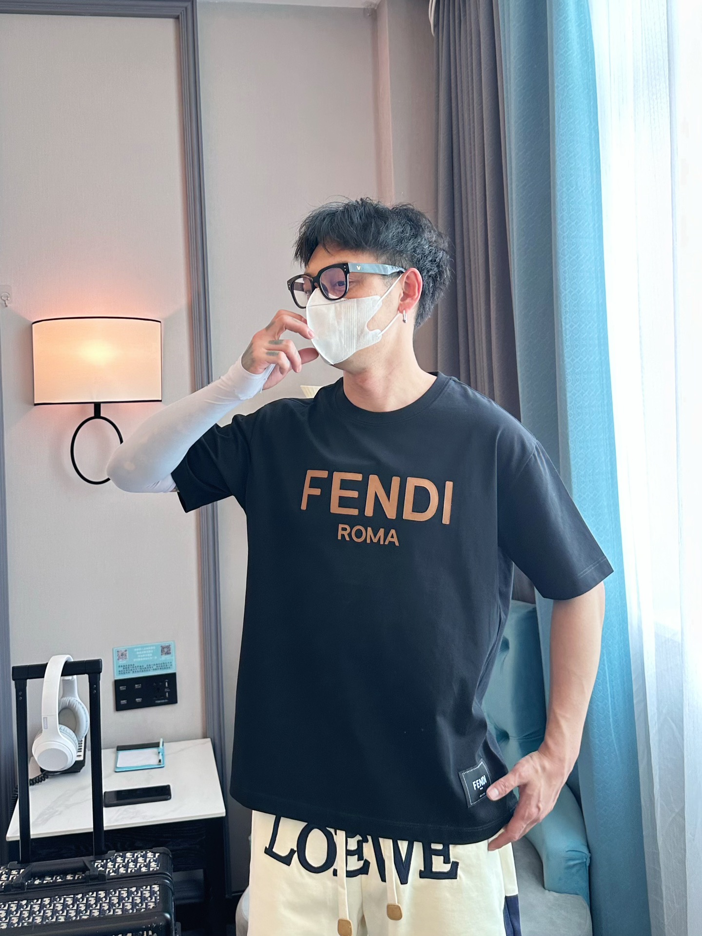 限定の人気フェンディ フィラ t シャツスーパーコピー トップス ゆったり 短袖 純綿 プリント ブラック_1