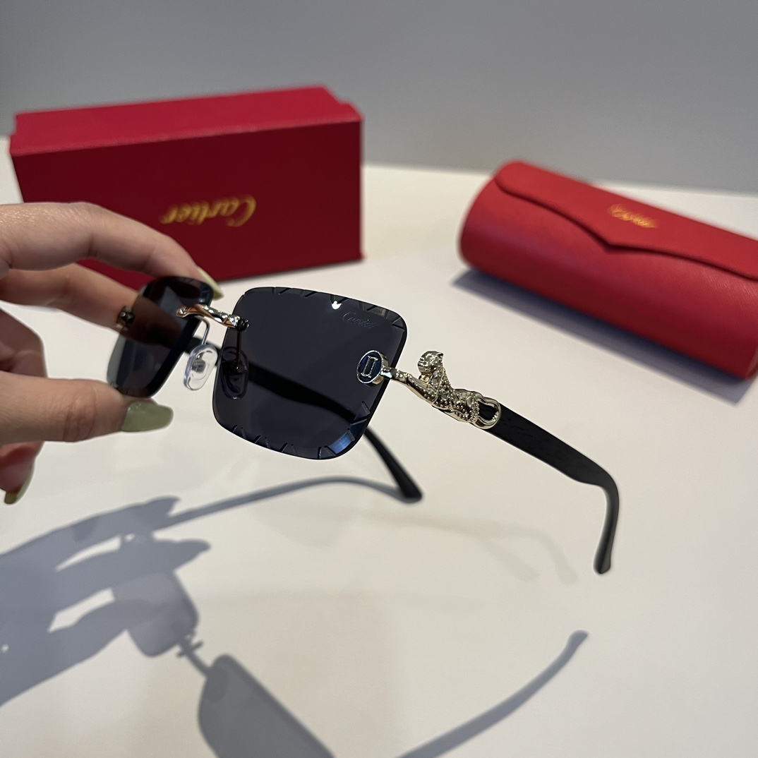 高級品 カルティエ サングラス スクエア偽物 軽量 日焼け止め 眼鏡 ファッション 偏光 ブラック_4