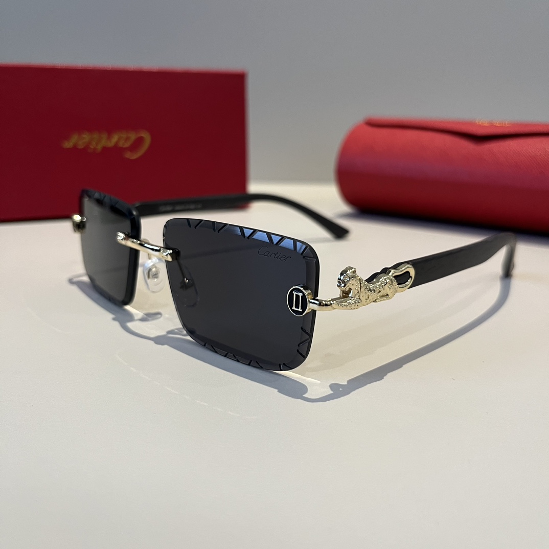 高級品 カルティエ サングラス スクエア偽物 軽量 日焼け止め 眼鏡 ファッション 偏光 ブラック_6