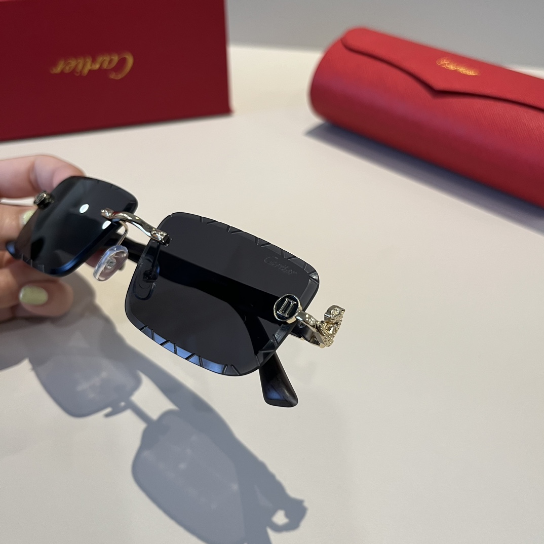 高級品 カルティエ サングラス スクエア偽物 軽量 日焼け止め 眼鏡 ファッション 偏光 ブラック_8
