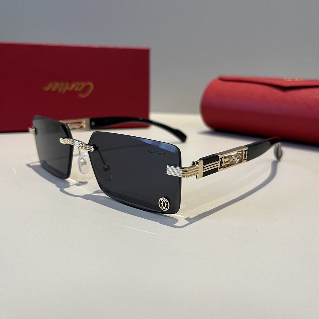 カルティエ サングラス レディースコピー 軽量 日焼け止め 眼鏡 ファッション 偏光 ブラック_2