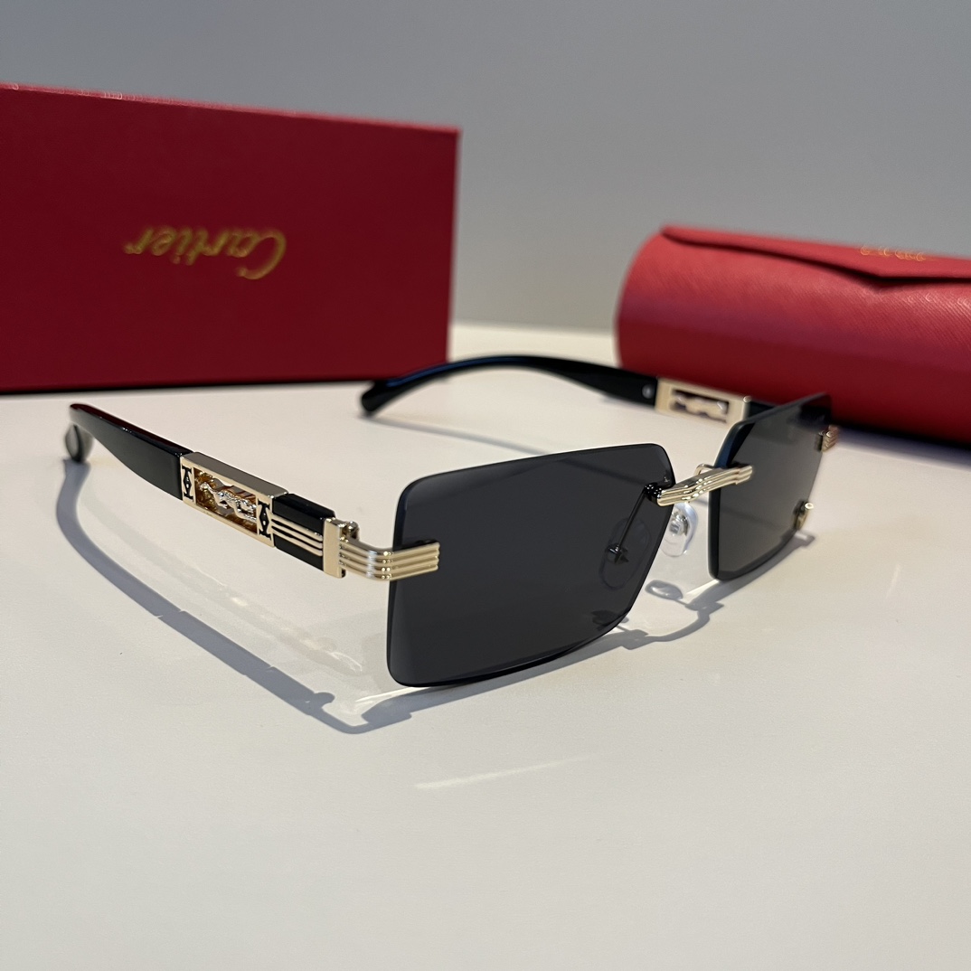 カルティエ サングラス レディースコピー 軽量 日焼け止め 眼鏡 ファッション 偏光 ブラック_3