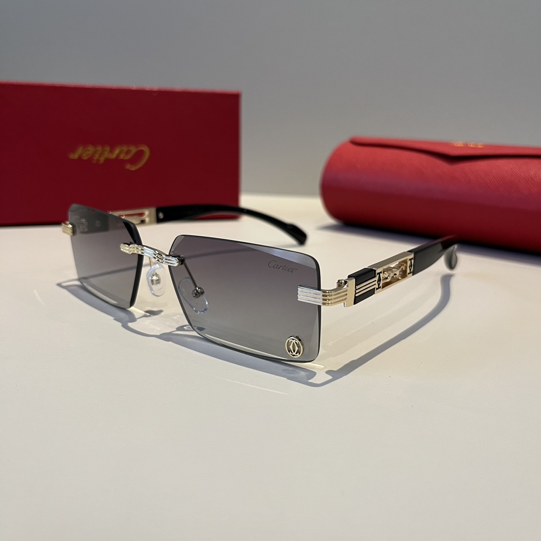 お得品‼カルティエ サングラス サイズスーパーコピー 軽量 日焼け止め 眼鏡 ファッション 偏光 グレー_6
