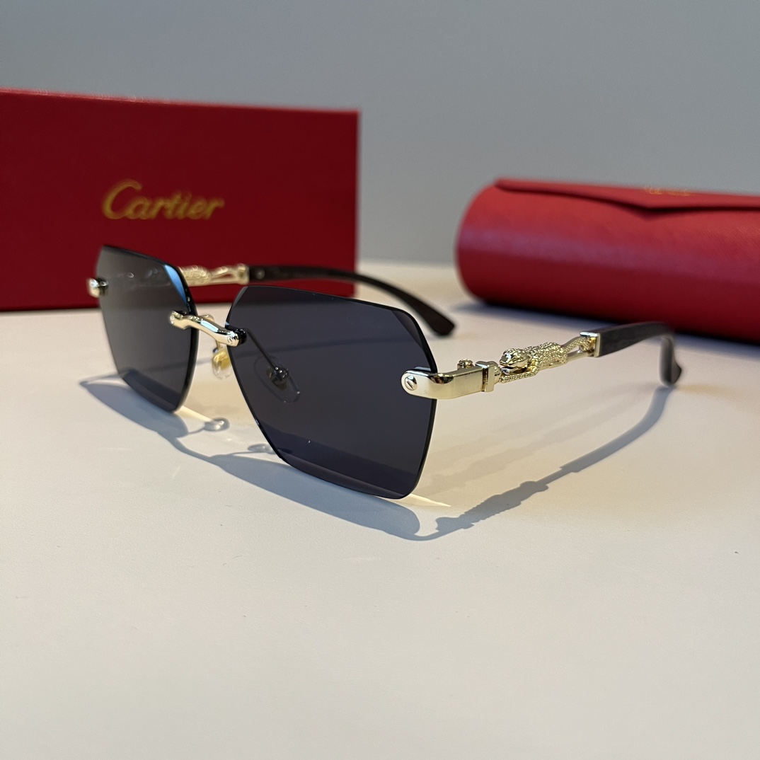 人気流行品 カルティエ風 サングラスコピー 軽量 紫外線を遮断する 眼鏡 ファッション 偏光 ブラック_4
