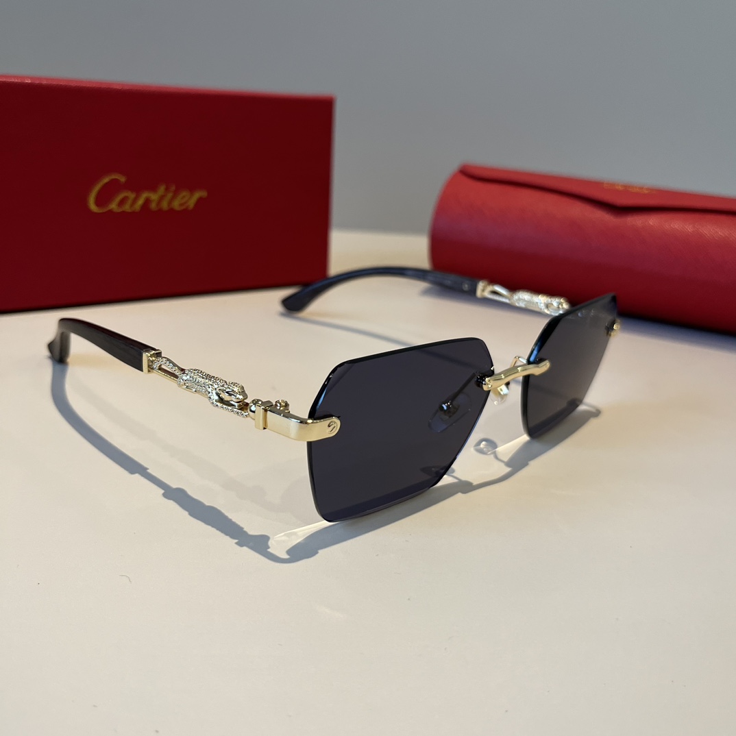 人気流行品 カルティエ風 サングラスコピー 軽量 紫外線を遮断する 眼鏡 ファッション 偏光 ブラック_5