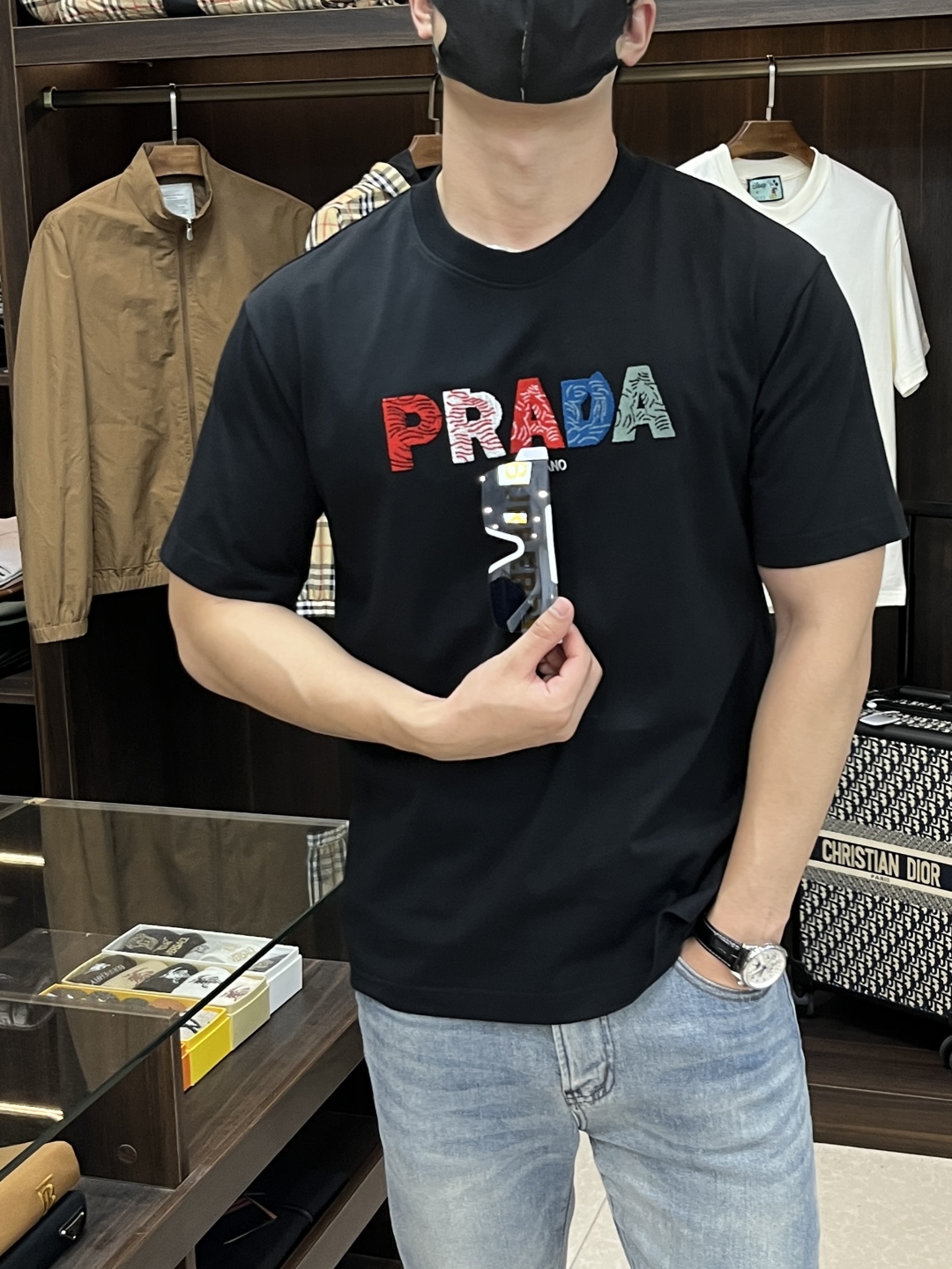 プラダ t シャツ レディースコピー 純綿 トップス プリント 短袖　通気性いい 2色可選_5