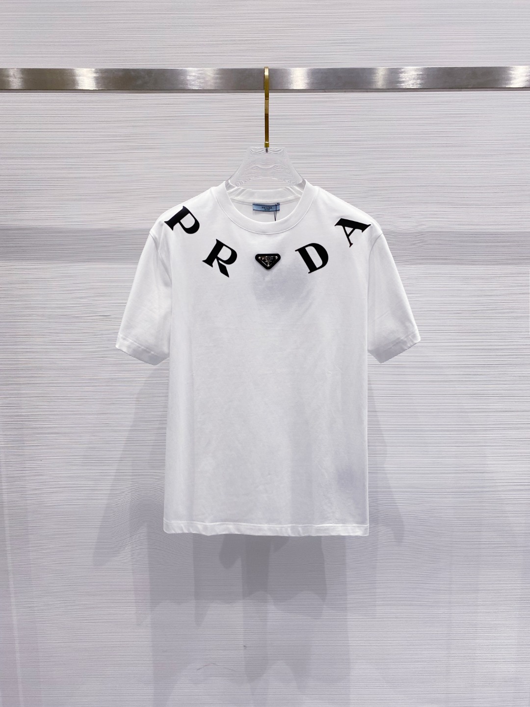 prada シャツ 半袖偽物 純綿 トップス プリント tシャツ シンプル 男女兼用 ホワイト_1