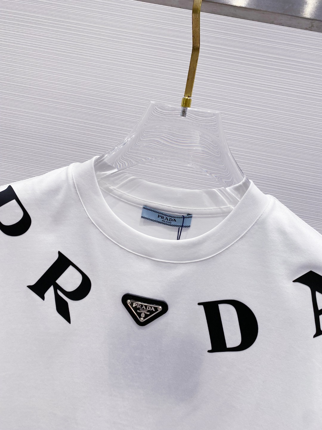prada シャツ 半袖偽物 純綿 トップス プリント tシャツ シンプル 男女兼用 ホワイト_5