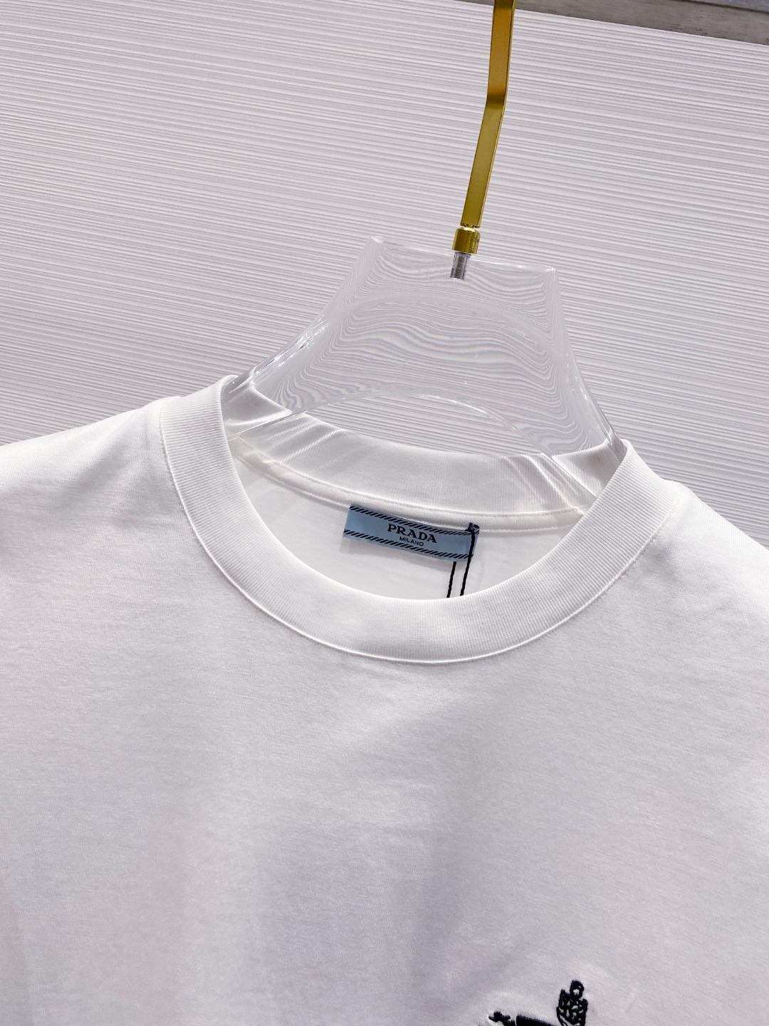 prada ティー シャツ メンズ激安通販 純綿 トップス tシャツ シンプル 男女兼用 ホワイト_5