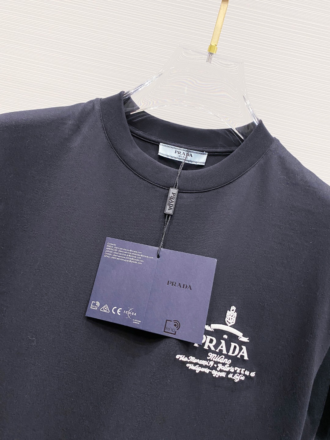 prada レディース t シャツコピー 純綿 トップス tシャツ シンプル 男女兼用 ブラック_9