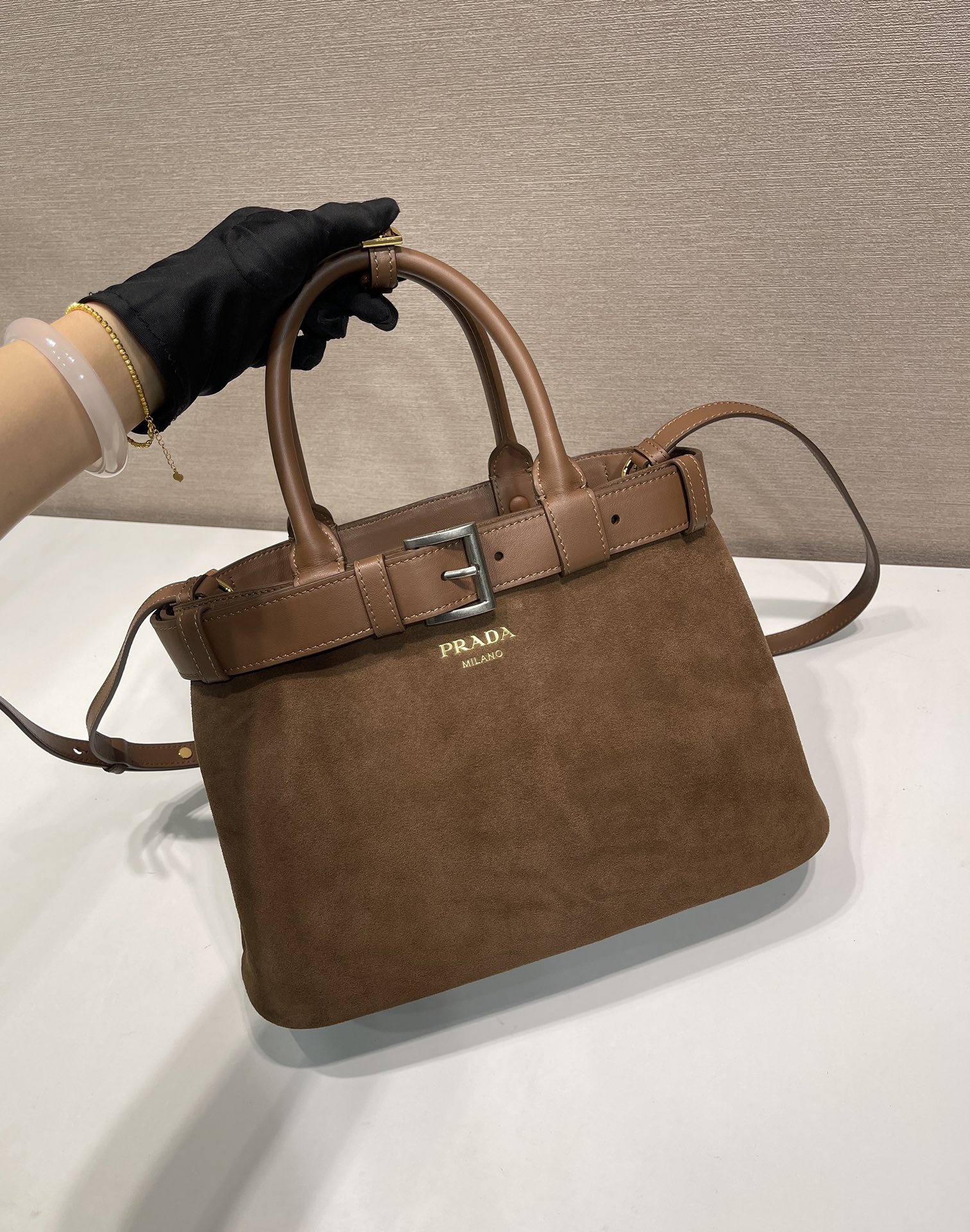 高級感溢れる プラダ バッグ 印象偽物 1BA434 レザー 本革 ハンドバッグ ブラウン_3