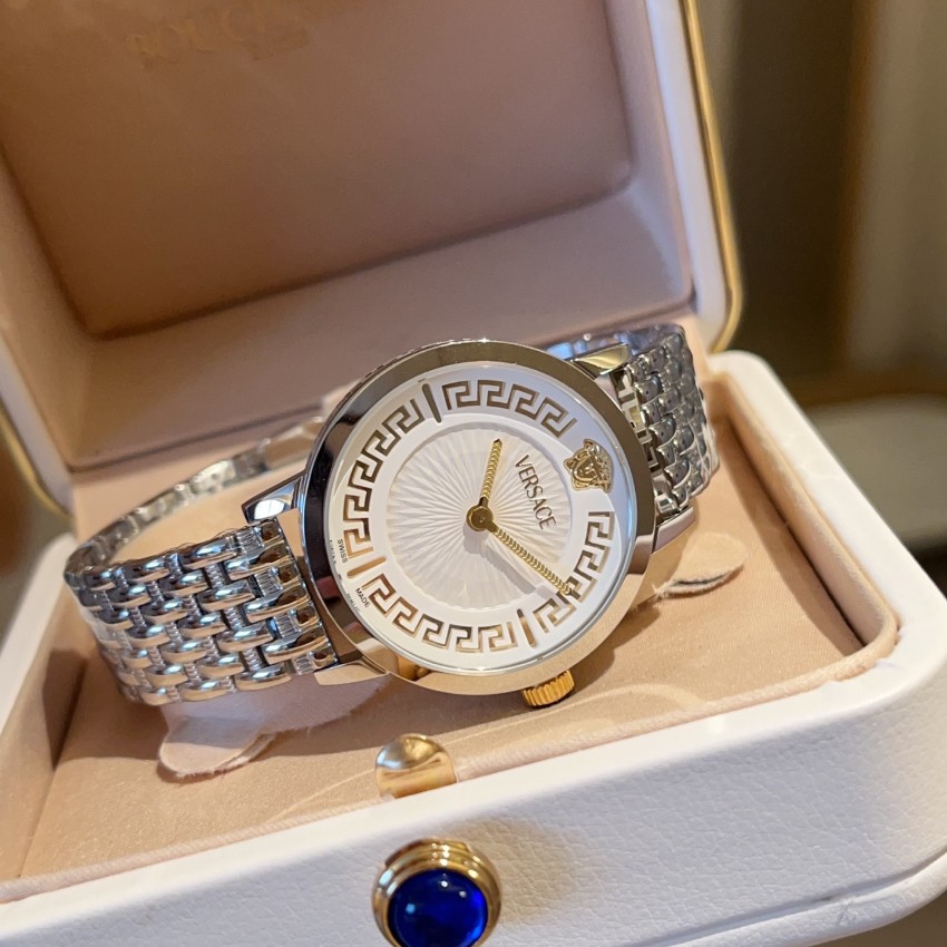 ヴェルサーチ 2025新作 ブランド コピー 高級感仕上げ 精密ディテール 銀×金コンビ レディース腕時計 上品デザイン_6