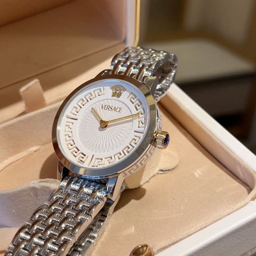 ヴェルサーチ 2025新作 ブランド コピー 高級感仕上げ 精密ディテール 銀×金コンビ レディース腕時計 上品デザイン_5
