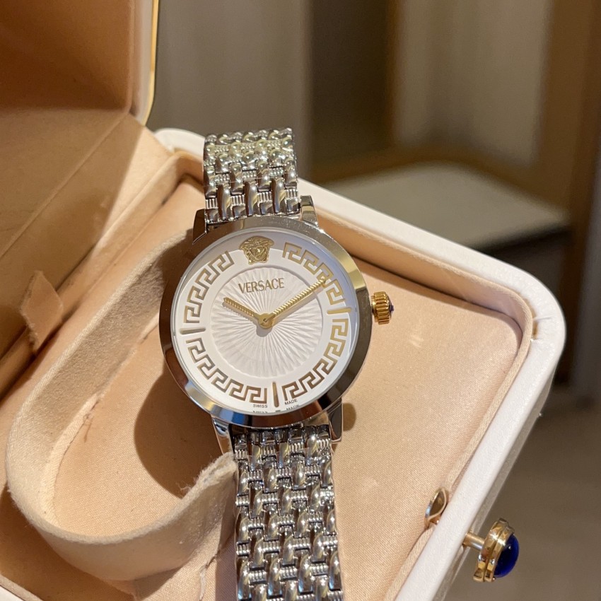 ヴェルサーチ 2025新作 ブランド コピー 高級感仕上げ 精密ディテール 銀×金コンビ レディース腕時計 上品デザイン_3