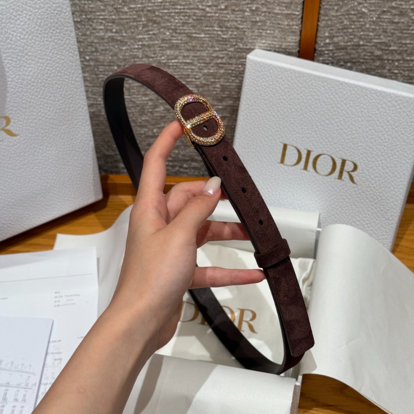 ディオール スーパーコピー 高再現度仕上げ 上質スエード素材 精密ディテール クリスタルCDバックルベルト_2