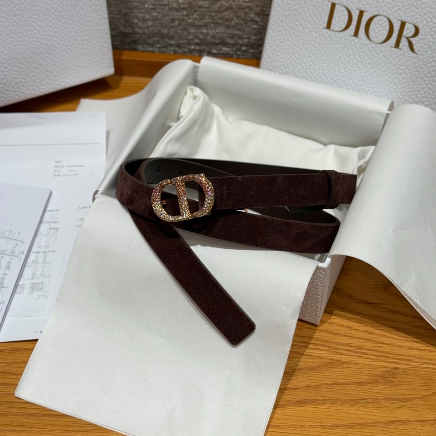 ディオール スーパーコピー 高再現度仕上げ 上質スエード素材 精密ディテール クリスタルCDバックルベルト_4