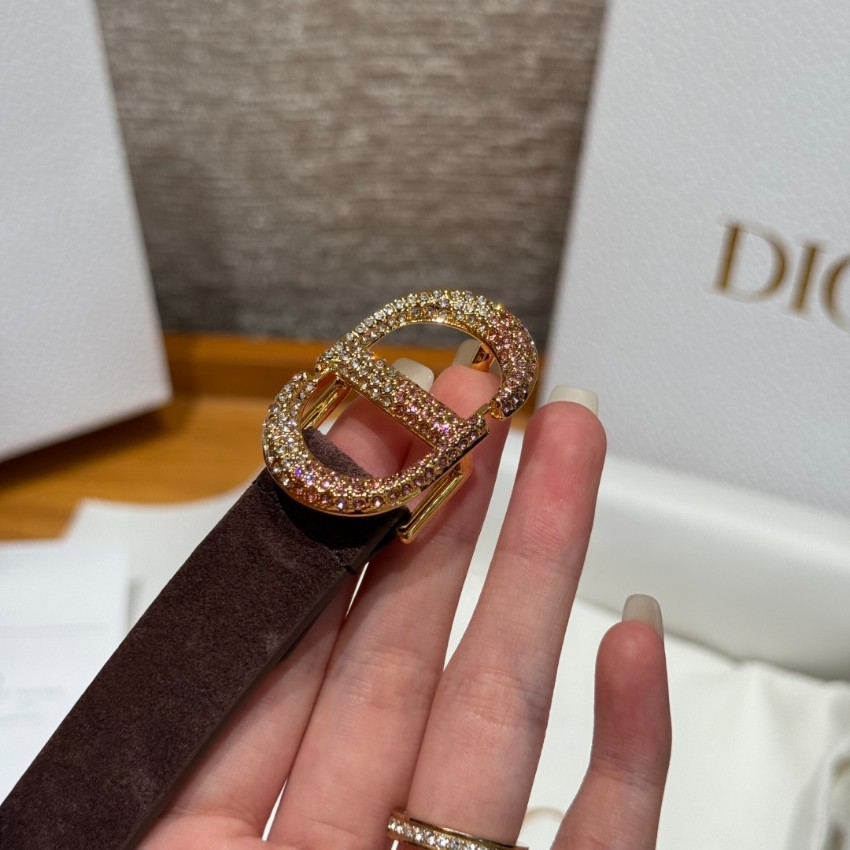 ディオール スーパーコピー 高再現度仕上げ 上質スエード素材 精密ディテール クリスタルCDバックルベルト_7