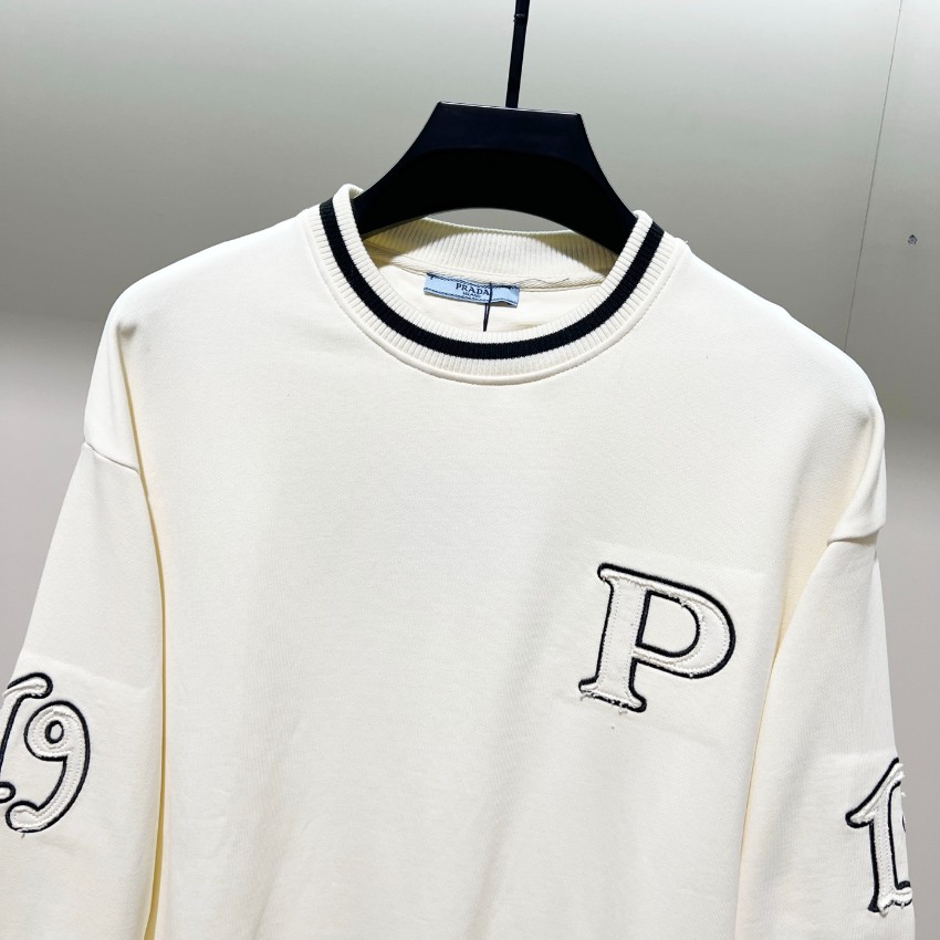 プラダ スウェット メンズ 格安 職人技術再現 本格派モデル ホワイトラインデザイン 高品質コットン素材で快適な着心地_3