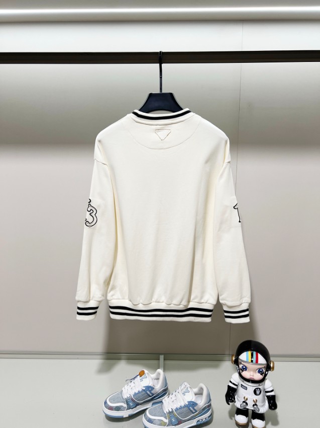 プラダ スウェット メンズ 格安 職人技術再現 本格派モデル ホワイトラインデザイン 高品質コットン素材で快適な着心地_2