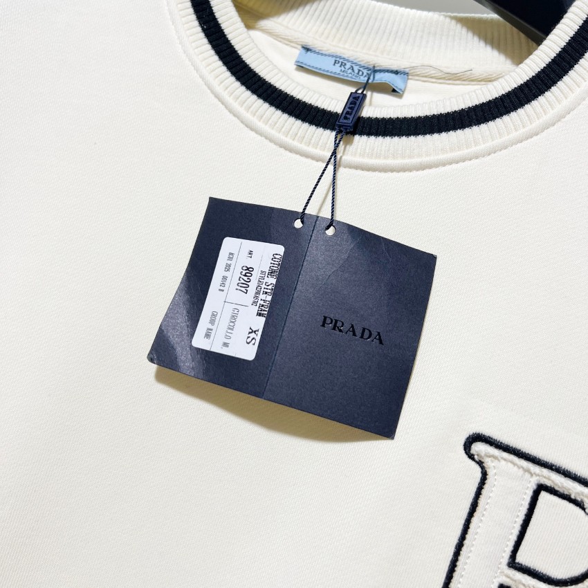 プラダ スウェット メンズ 格安 職人技術再現 本格派モデル ホワイトラインデザイン 高品質コットン素材で快適な着心地_5