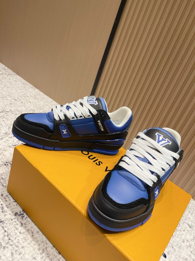 ルイ・ヴィトン スニーカー ブランド コピー 安全通販 高再現度 レビュー高リピ率 2025新作 ブルー×ブラック 厚底モデル_1