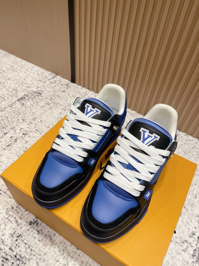 ルイ・ヴィトン スニーカー ブランド コピー 安全通販 高再現度 レビュー高リピ率 2025新作 ブルー×ブラック 厚底モデル_2