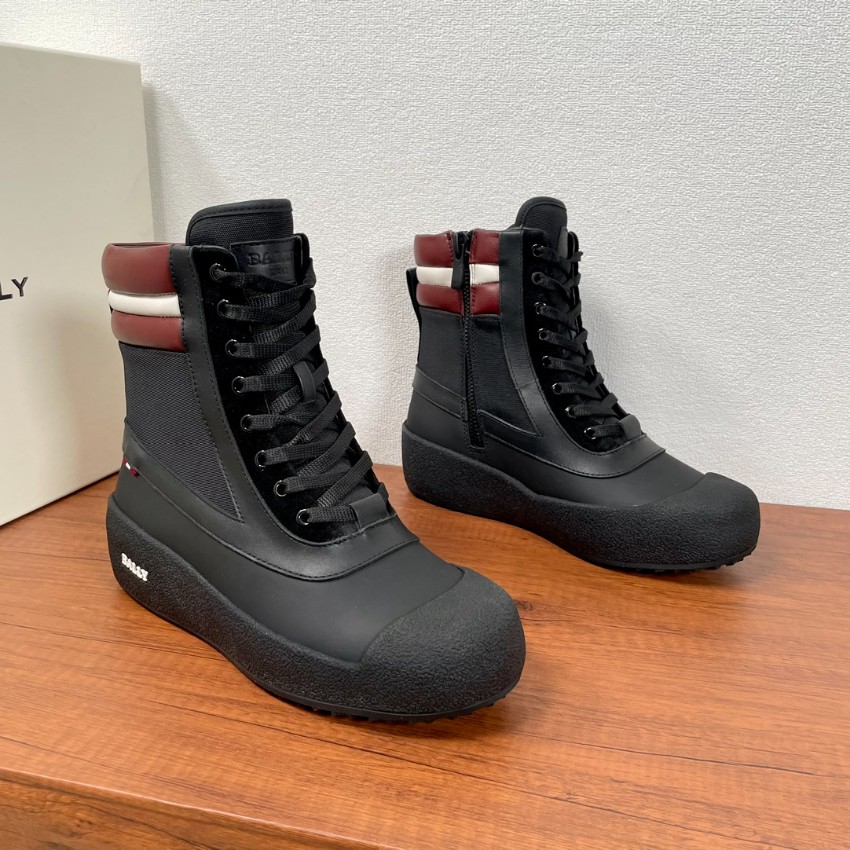 バリー ブーツ ブランド コピー 安全通販 ブラック×レッドライン 2025新作 防水 厚底デザイン メンズ モードスタイル_3