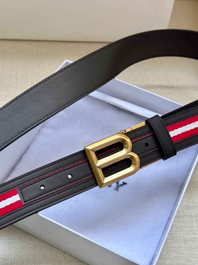 バリー ベルト 2025新作 激安 高再現度 丁寧な縫製 発送保証 安心サイト レッドライン仕様 ゴールドBバックルモデル_2