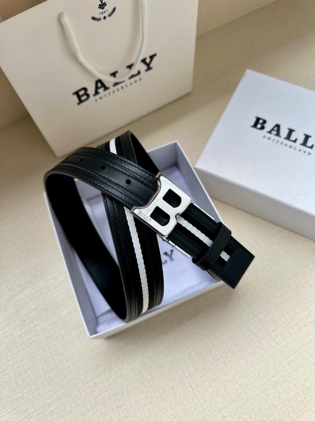 バリー ベルト 2025新作 格安 高再現度 丁寧な縫製 発送保証 安心サイト シルバーBバックル仕様 ブラックホワイトライン_3